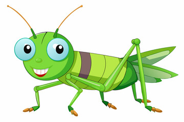 Grasshopper Cartoon cartoon, Vector illustration on a white Background.