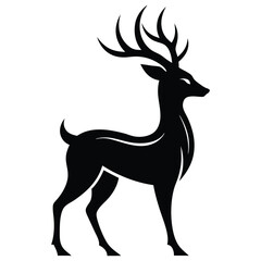 Deer Silhouette black vector, Deer antler Silhouette Clipart isolated on a white background