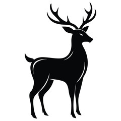 Deer Silhouette black vector, Deer antler Silhouette Clipart isolated on a white background