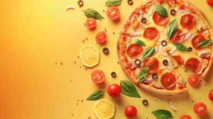 captivating pizza advertising banner background with copy space for text