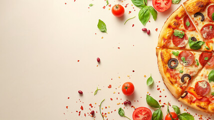 captivating pizza advertising banner background with copy space for text