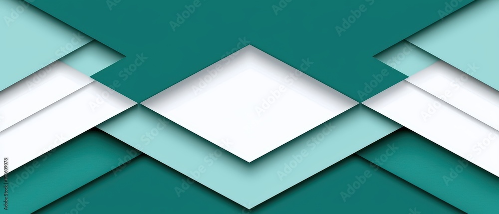Poster abstract geometric shapes in teal and white create a modern background for design projects and creat
