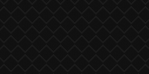 Overlapping Pattern Minimal diamond geometric waves backdrop abstract wave line. black seamless tile stripe overlap creative retro square line backdrop pattern white background.