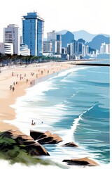 Fototapeta premium the AI Image Generator, sea beach with turquoise water and white sand.