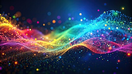 Fototapeta premium Abstract background with colorful particles forming dynamic waves, particles, abstract, background, design, digital
