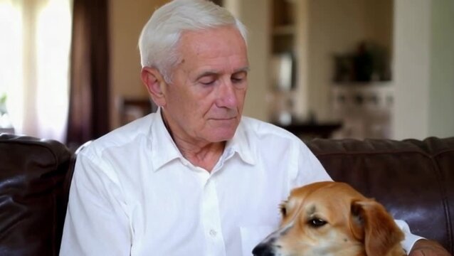 Senior Man with His Loyal Dog