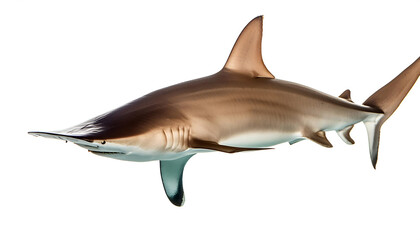 Obraz premium Swimming Hammerhead Shark – A hammerhead shark swimming, isolated on a white background_1(302)