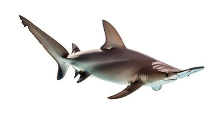  Swimming Hammerhead Shark – A hammerhead shark swimming, isolated on a white background_1(303)