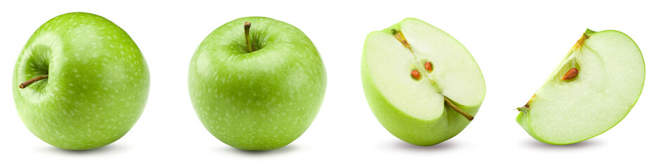 green apples isolated on white background. clipping path