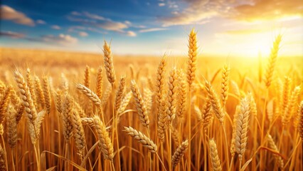 Golden Wheat Field at Sunset.