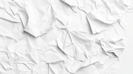 Obraz premium White crumpled paper texture background with space for text or design. Simple blank white poster, sticker template. Isolated on white background
