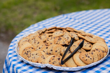 chocolate chip cookie platter at outdoor barbeque