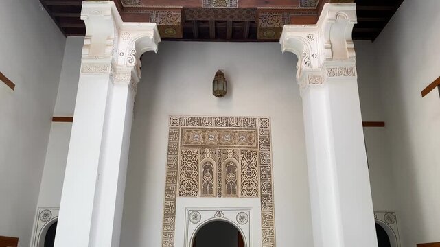 Detail of The Ben Youssef Medersa is an Islamic college in Marrakesh
