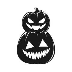 Stack of Jack O Lanterns Silhouette, Cute Funny Halloween Pumpkins, Creepy Spooky Scary Decorations