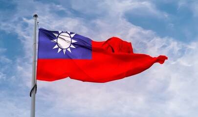 3D-Illustration of a Taiwan flag - realistic waving fabric flag.