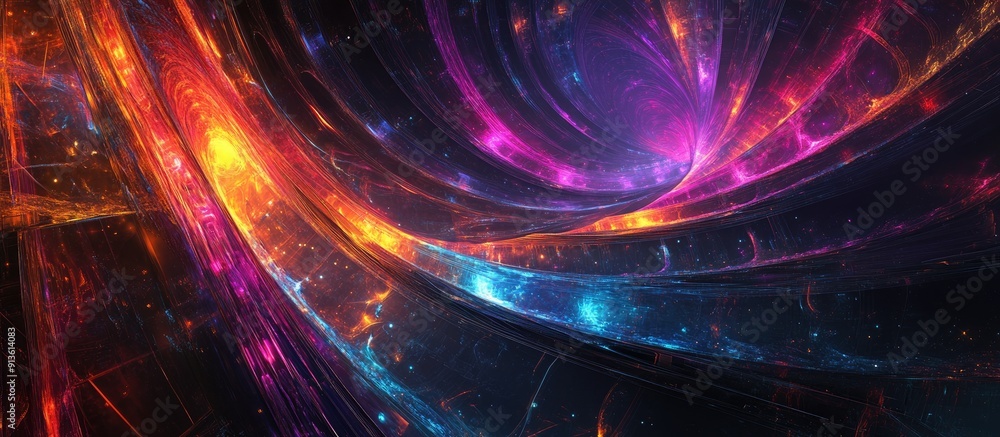 Poster multicolored 3d fractal illustration abstract technology inspired light background non ai generated 