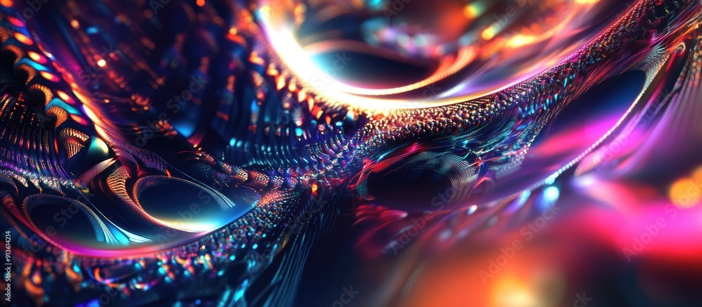 Poster multicolored 3d fractal illustration abstract technology inspired light background non ai generated 