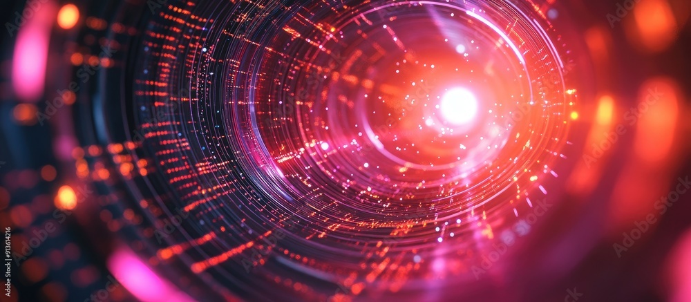 Poster retro inspired award show presentation with a loading circle and abstract background futuristic inte