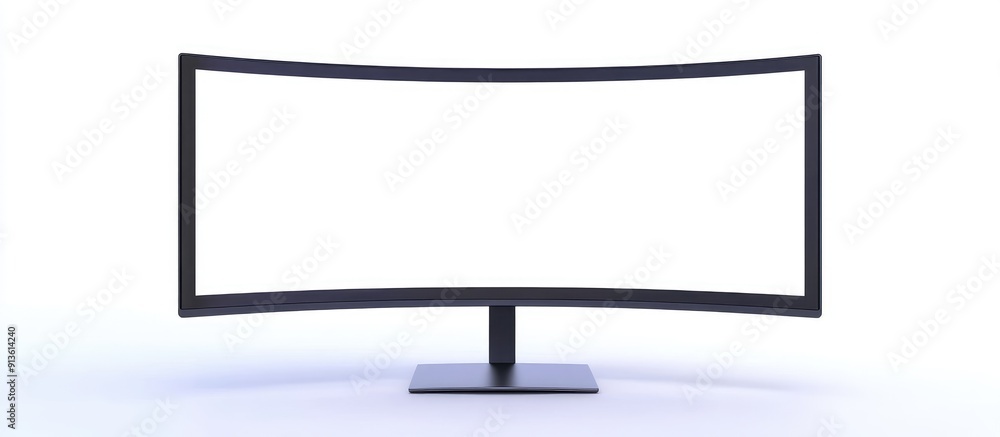 Poster isolated ultra wide computer monitor with empty white display 3d render