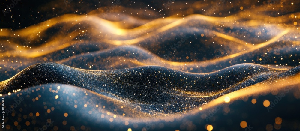 Poster dynamic abstract wave of particles big data visualization concept 3d rendered background