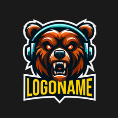 Modern Logo With Bear Head Suitable For Gaming Community