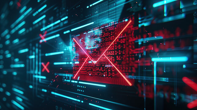 Email and binary code data, technology background.