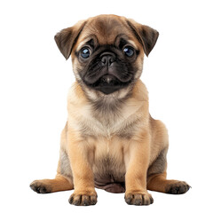 Obraz premium Dog sitting isolated on a transparent background for web, banner, wallpaper
