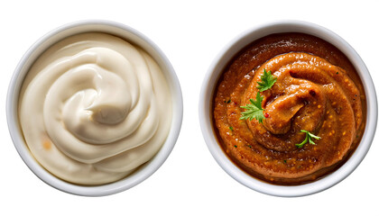  White Bowl with Chipotle Aioli (Side and Top View) – A white bowl of chipotle aioli, shown _1(349)