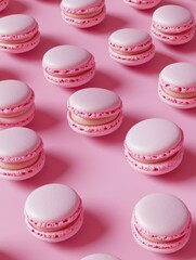 Obraz premium Macarons on Pink Surface