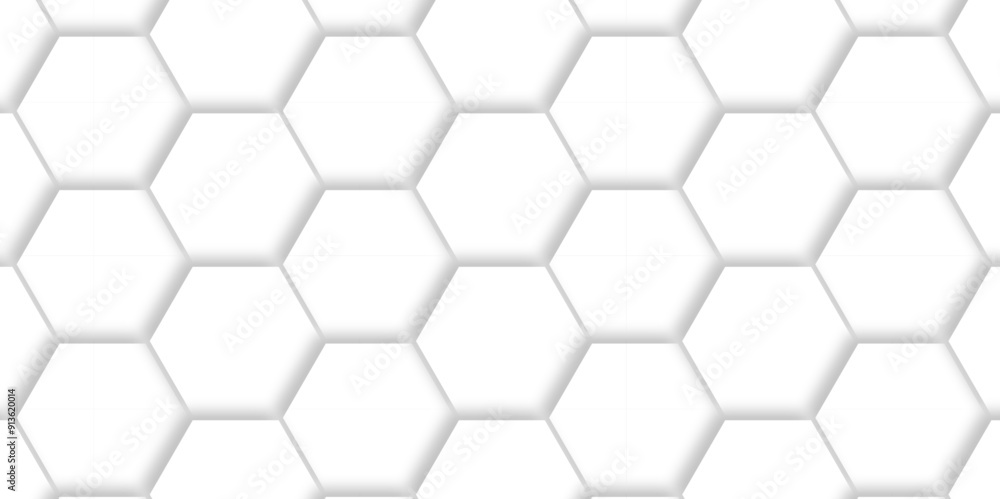 Wall mural Vector abstract hexagonal futuristic geometric backdrop White 3d embossed creative hexagon, honeycomb white hexagon concept design abstract technology background, or wallpaper.