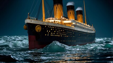 Titanic&rsquo;s iconic smokestacks, standing tall and proud, symbols of the ship's power and industrial might