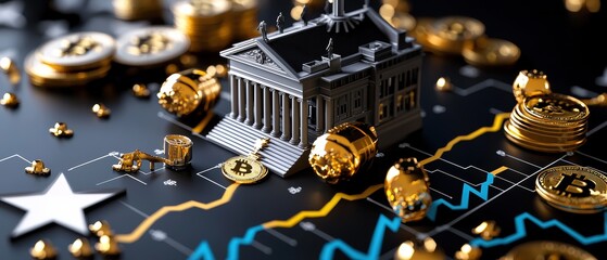 National Debt Growth Chart with Copy Space, Selective Focus, Quality