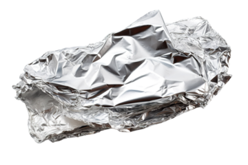 Creative Use of Crumpled Aluminum Foil for Art Projects at a Sunny Outdoor Picnic on Transparent PNG Background.