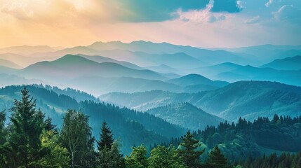 Obraz premium Serene Mountain Landscape at Sunset