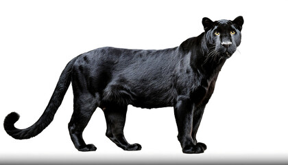  Wild Standing Black Panther – A wild black panther standing, isolated on a white or transpa_1(374)
