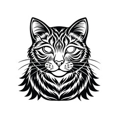 Siberian Tiger Cat Silhouette Vector