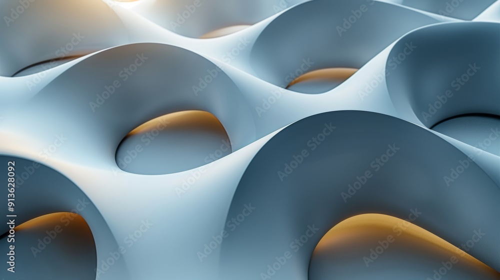 Poster abstract curvilinear textures with soft illuminations in a contemporary setting at dusk