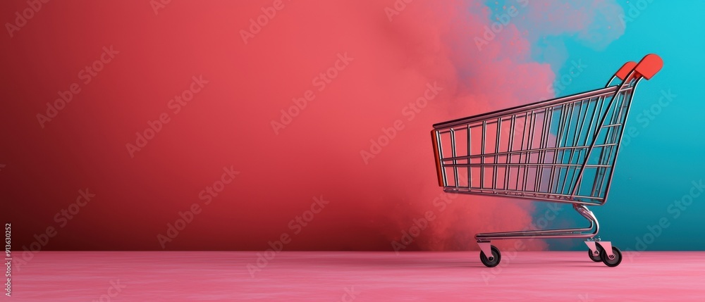 Poster futuristic ecommerce platforms with innovative pricing models - vibrant digital with copy space for 