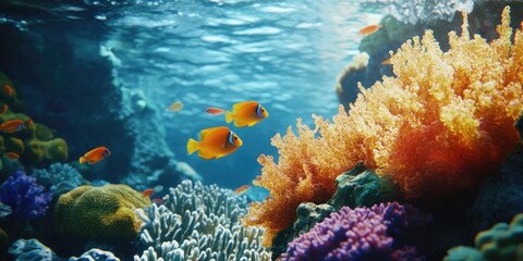 Naklejka premium Fish near coral reef