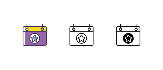 Election Date Icons set thin line and glyph vector icon illustration