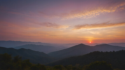 Fototapeta premium A sunset at the horizon with beautiful clouds
