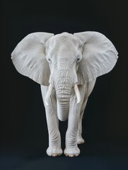 Albino elephant. Studio photography of an animal in white color.