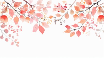 Fall foliage, minimalist clean backdrop, watercolor style
