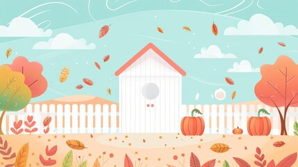 Harvest scene, simple modern clean background, flat design illustration