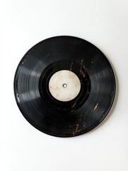 Obraz premium Black Vinyl Record on White Wall
