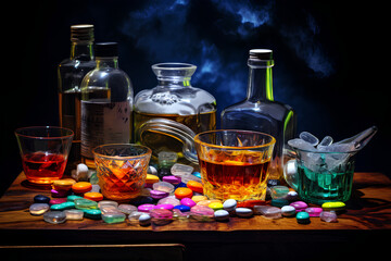 a picture of prescription drugs and alcohol 