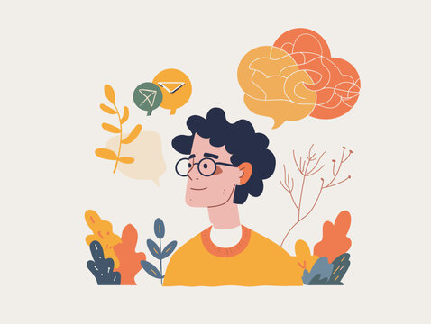 Modern Conceptual Illustration: Exploring Cognitive Reframing for Mindfulness & Stress Reduction