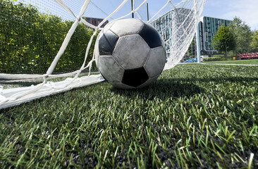 Goal in the back of net in soccer game
