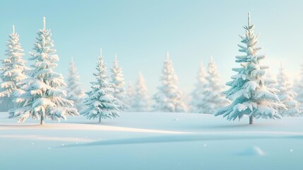Obraz premium Snowcovered pine trees, simple modern clean background