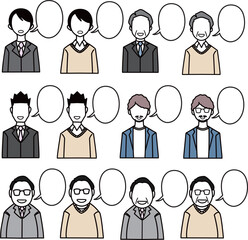 人物吹き出し　アイコン　イラストセット